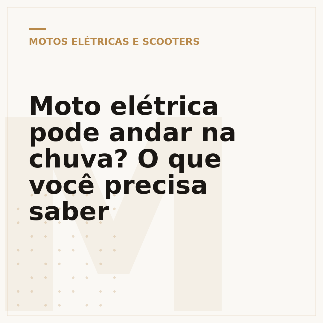 Moto elétrica pode andar na chuva? O que você precisa saber