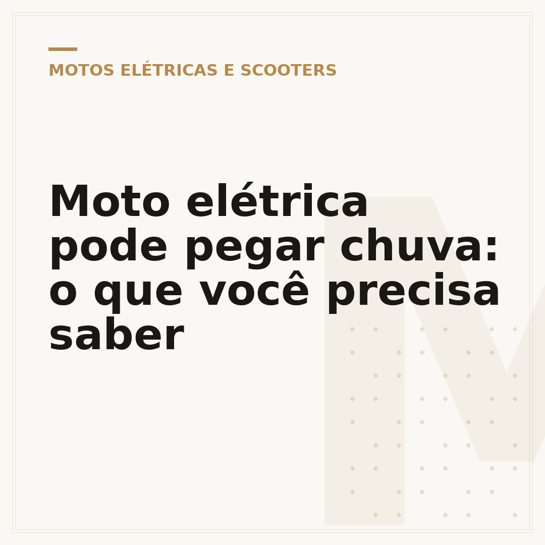Moto elétrica pode pegar chuva: o que você precisa saber