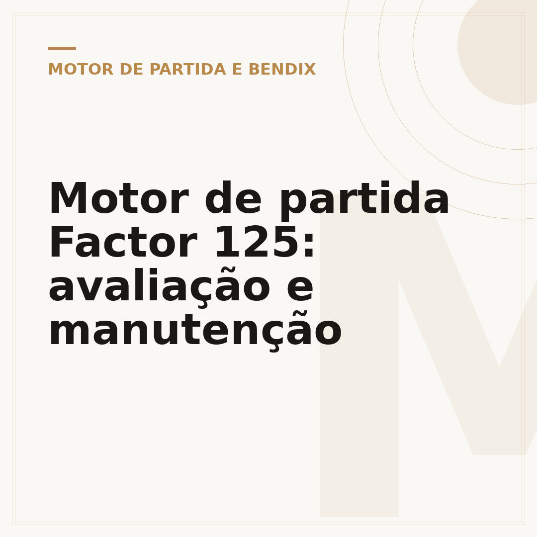 Motor de partida Factor 125: avaliação e manutenção