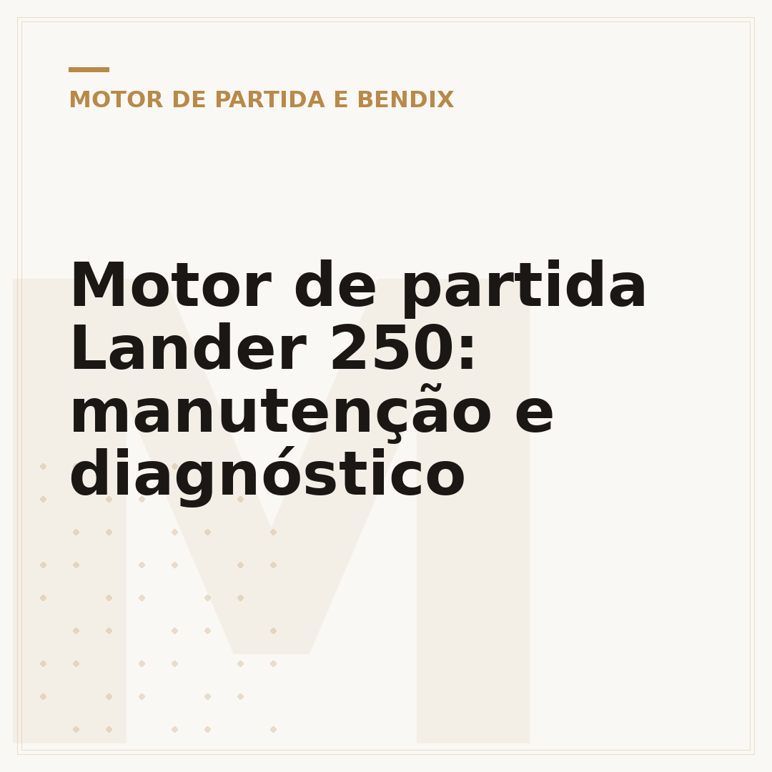 Motor de partida Lander 250: manutenção e diagnóstico