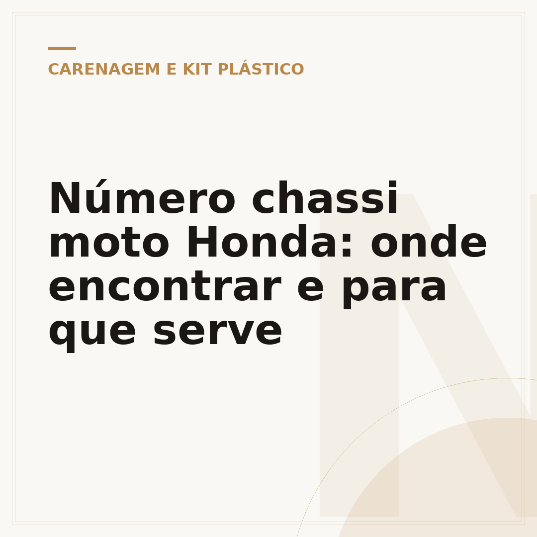Número chassi moto Honda: onde encontrar e para que serve