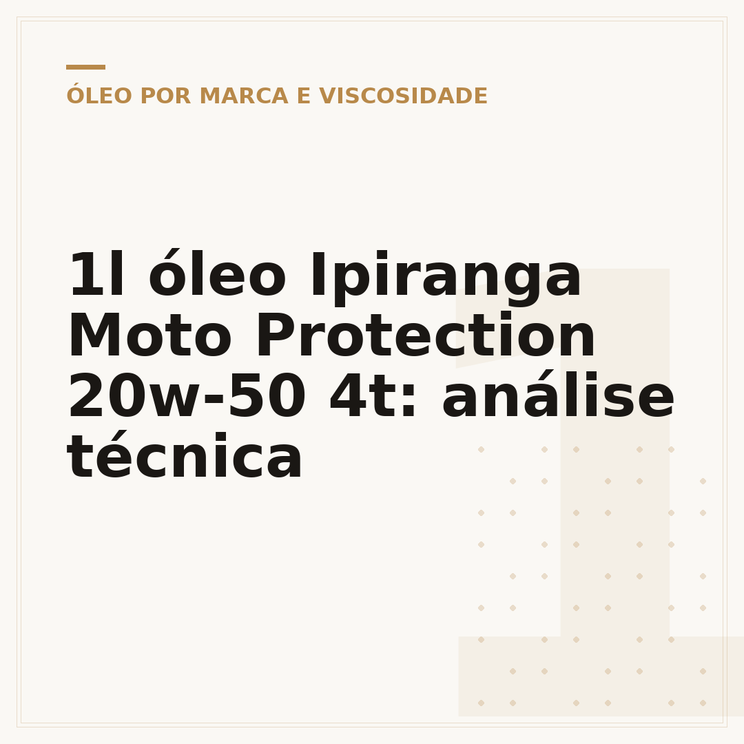 1l óleo Ipiranga Moto Protection 20w-50 4t: análise técnica