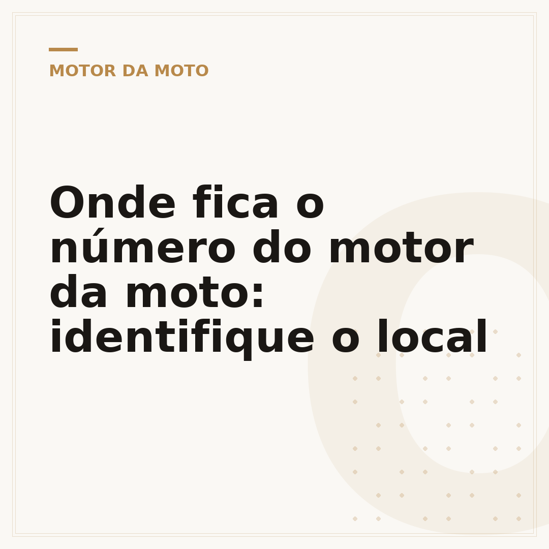 Onde fica o número do motor da moto: identifique o local