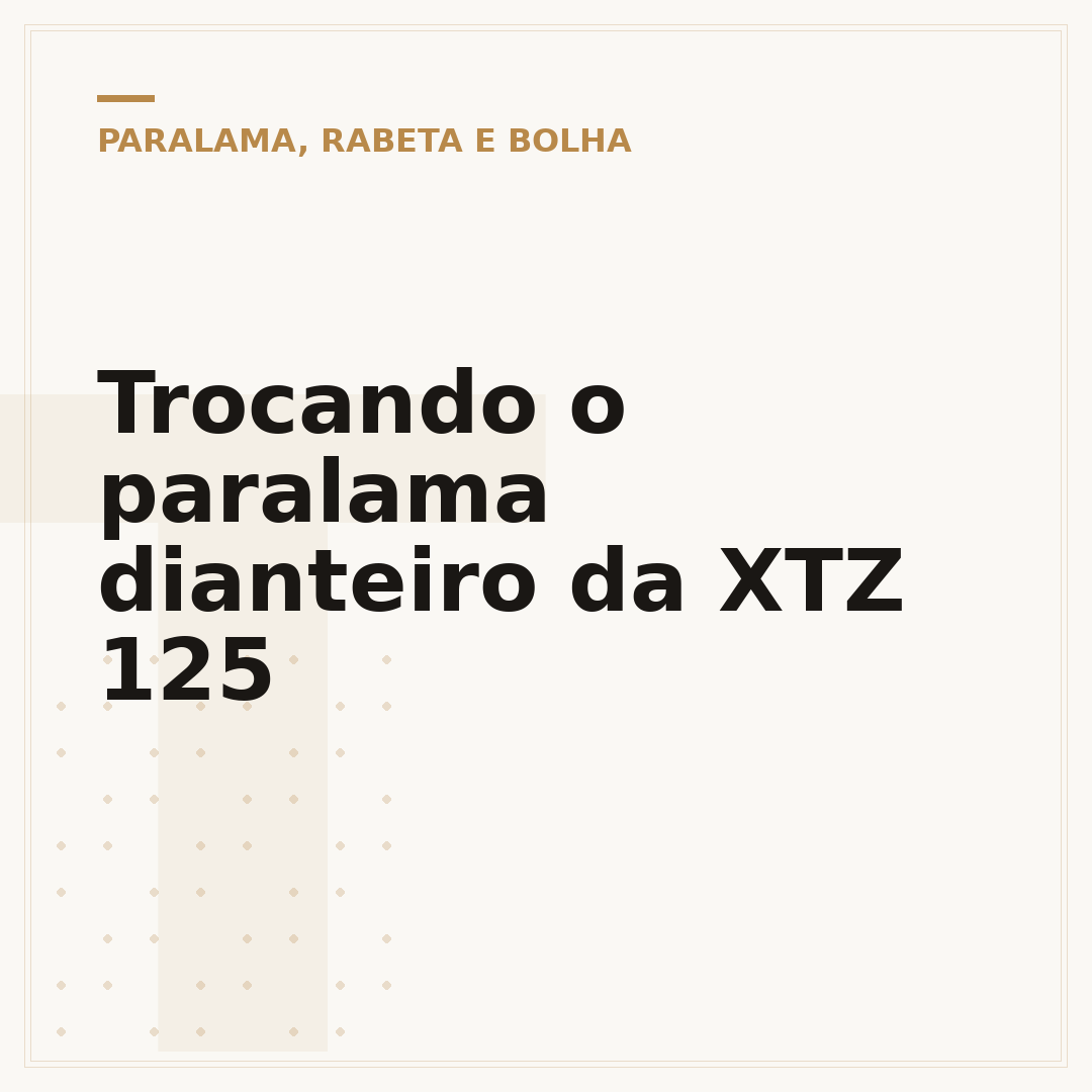 Trocando o paralama dianteiro da XTZ 125