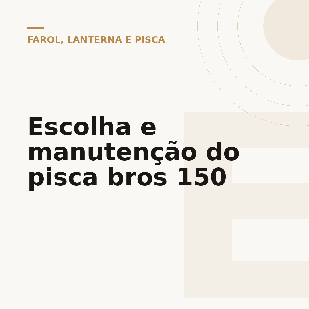 Escolha e manutenção do pisca bros 150