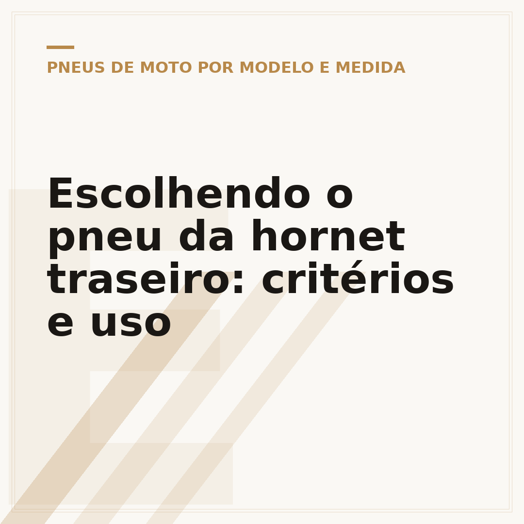 Escolhendo o pneu da hornet traseiro: critérios e uso