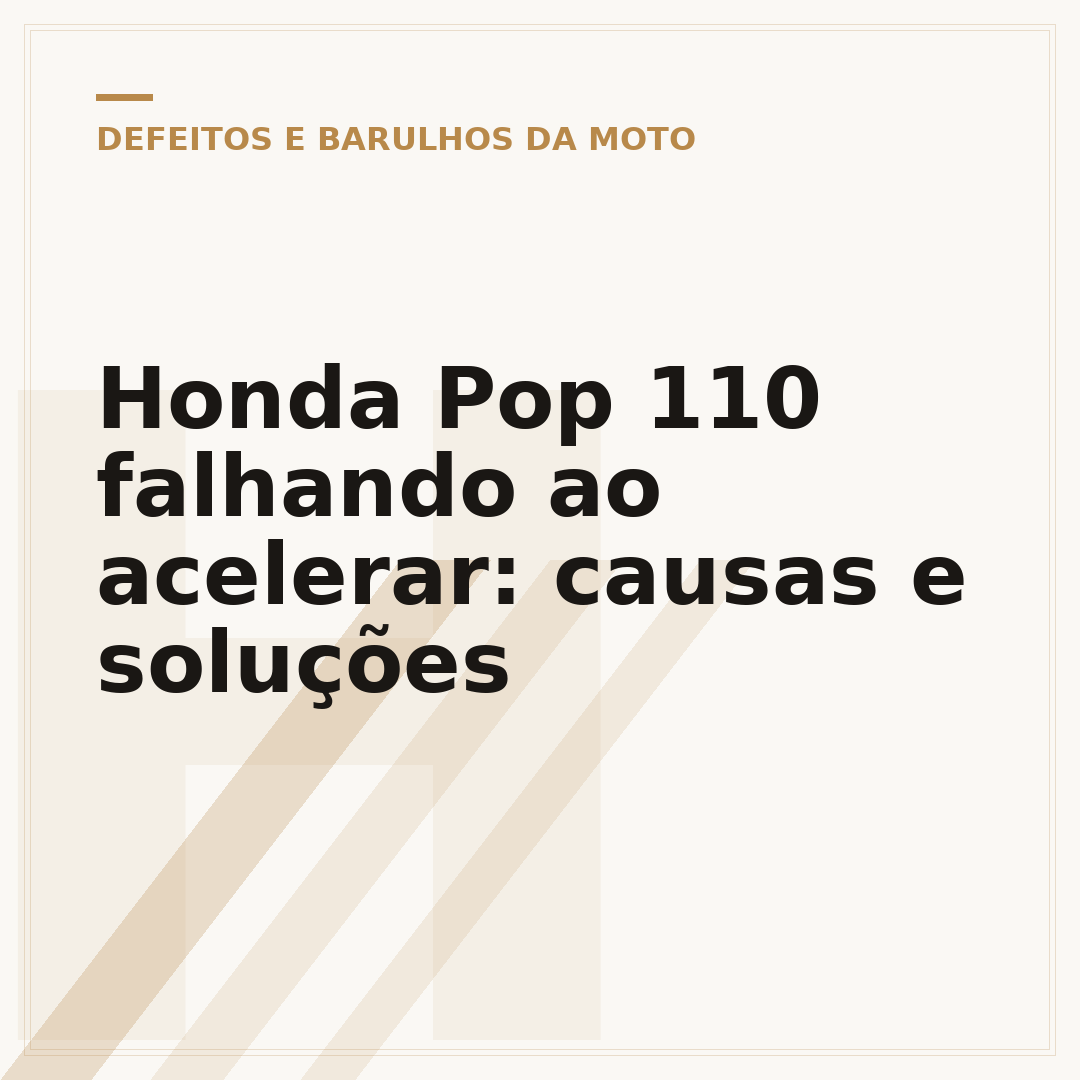 Honda Pop 110 falhando ao acelerar: causas e soluções