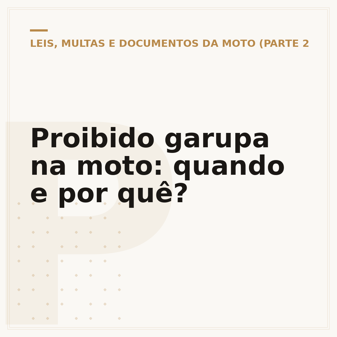 Proibido garupa na moto: quando e por quê?