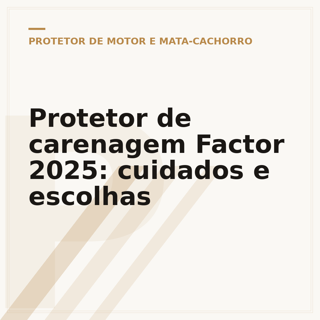 Protetor de carenagem Factor 2025: cuidados e escolhas