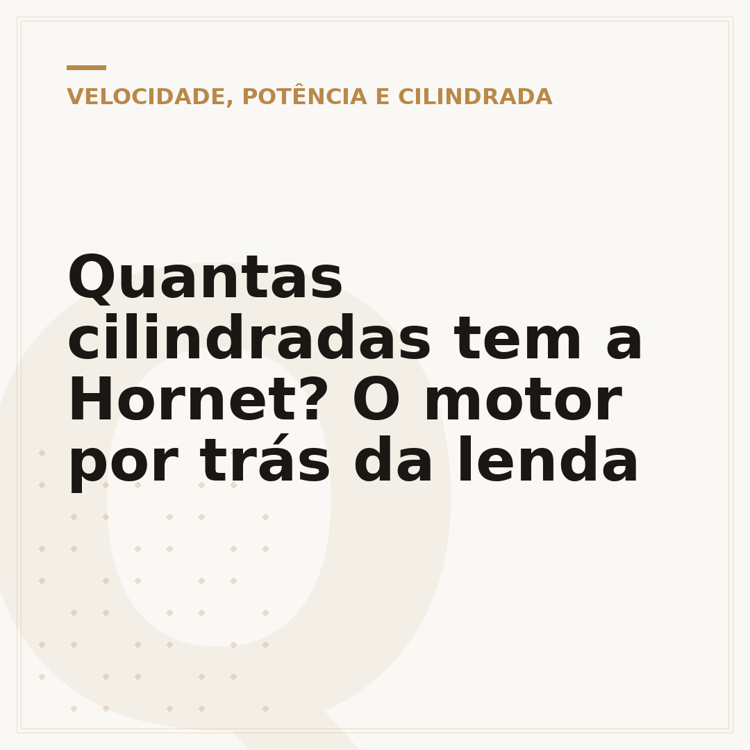 Quantas cilindradas tem a Hornet? O motor por trás da lenda