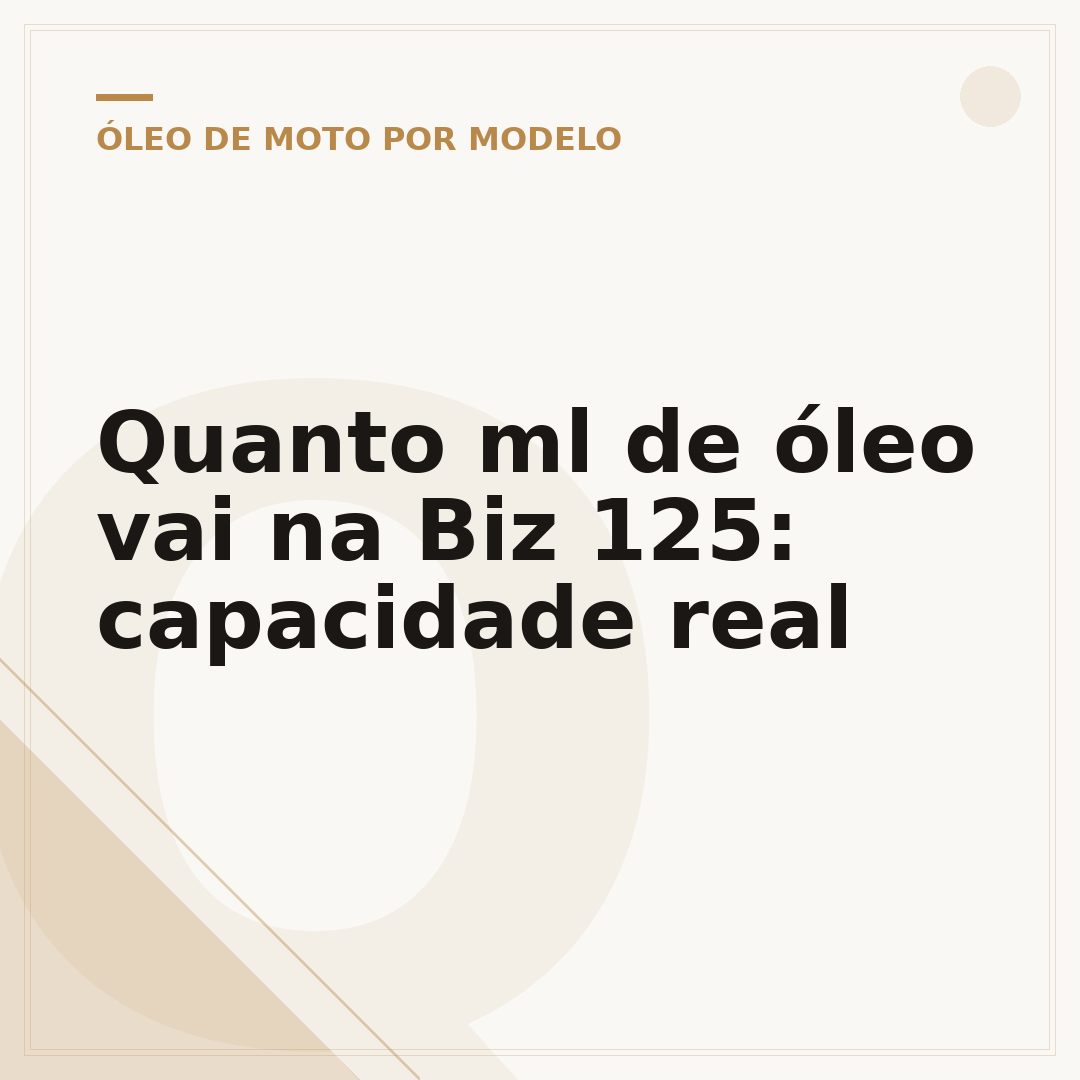 Quanto ml de óleo vai na Biz 125: capacidade real