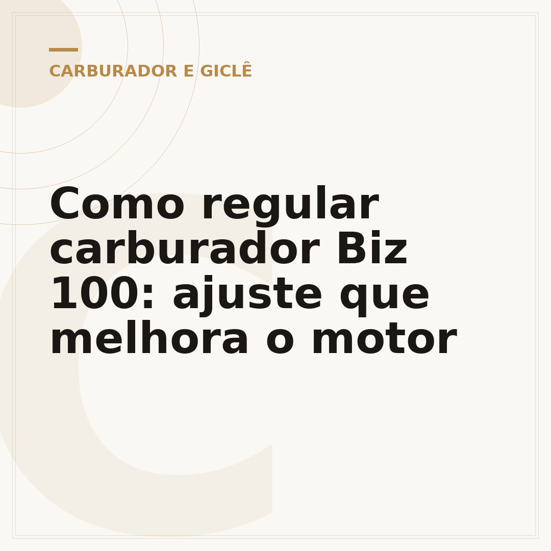 Como regular carburador Biz 100: ajuste que melhora o motor