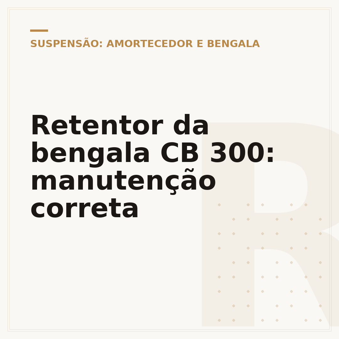 Retentor da bengala CB 300: manutenção correta