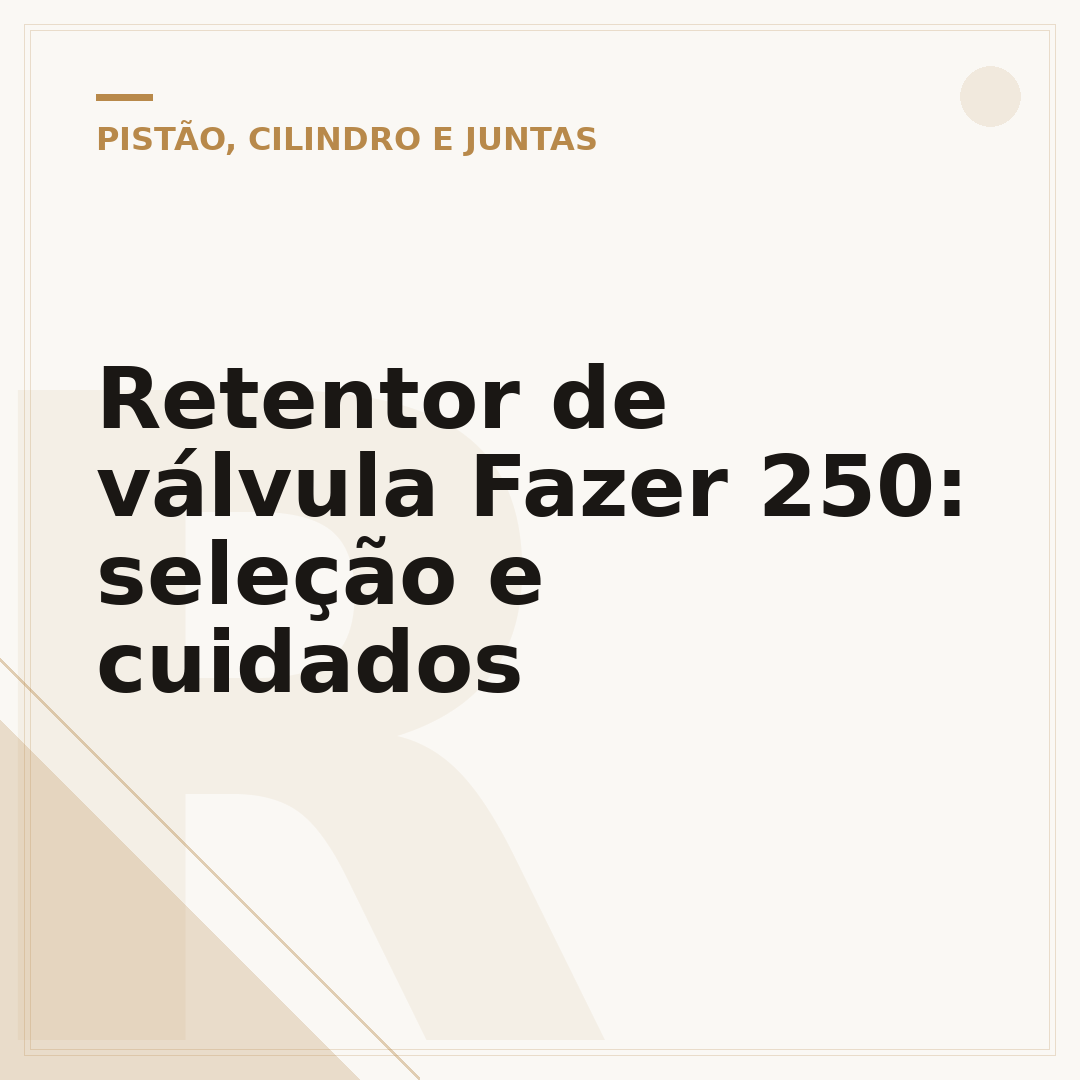 Retentor de válvula Fazer 250: seleção e cuidados