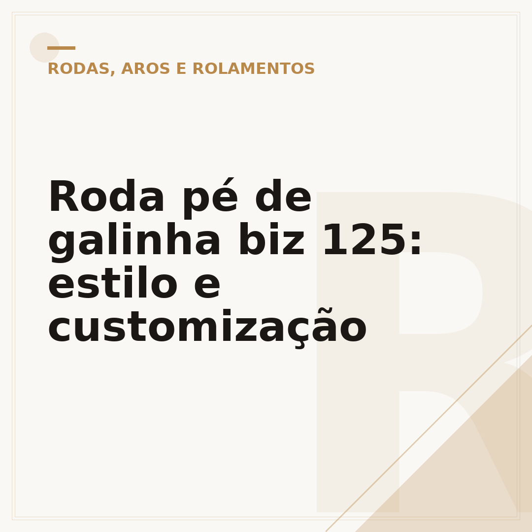 Roda pé de galinha biz 125: estilo e customização