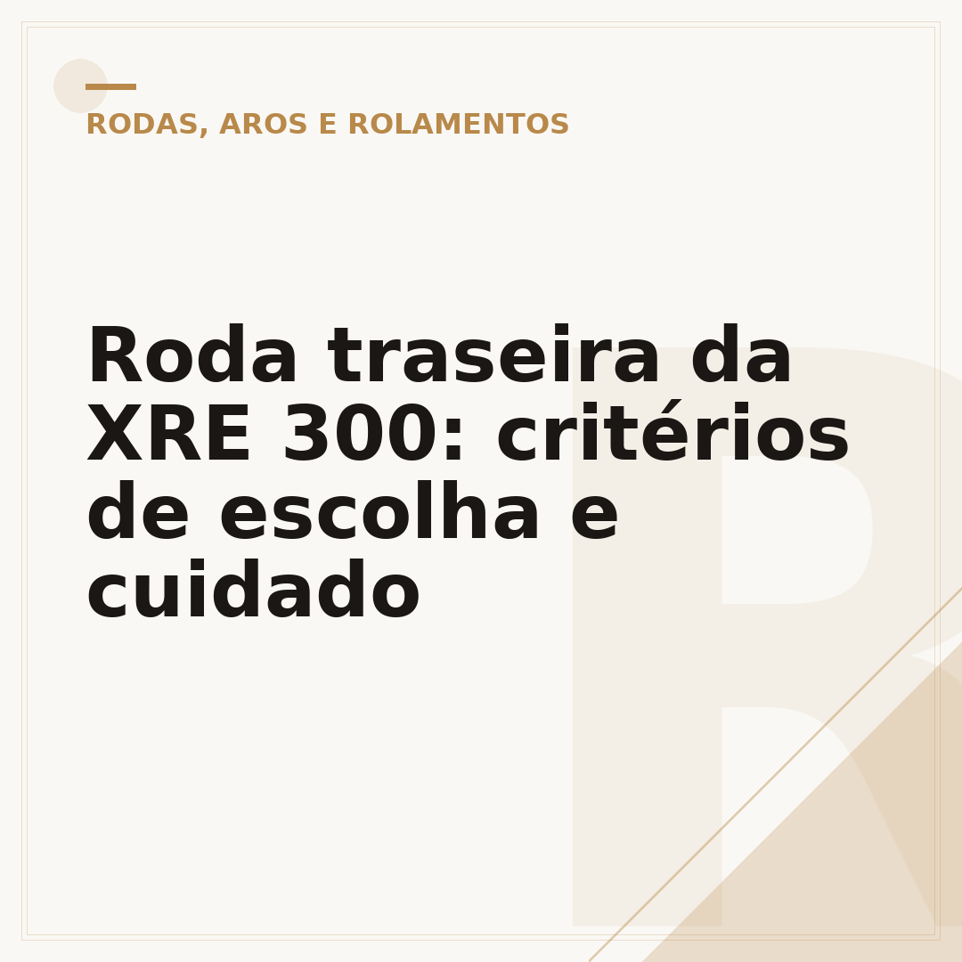Roda traseira da XRE 300: critérios de escolha e cuidado