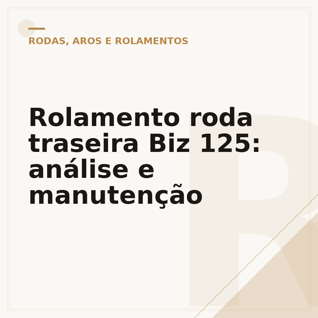 Rolamento roda traseira Biz 125: análise e manutenção