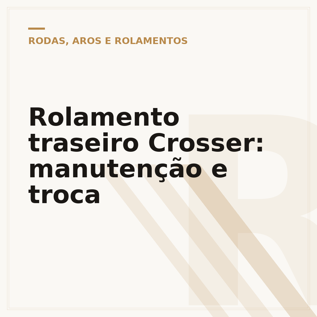 Rolamento traseiro Crosser: manutenção e troca