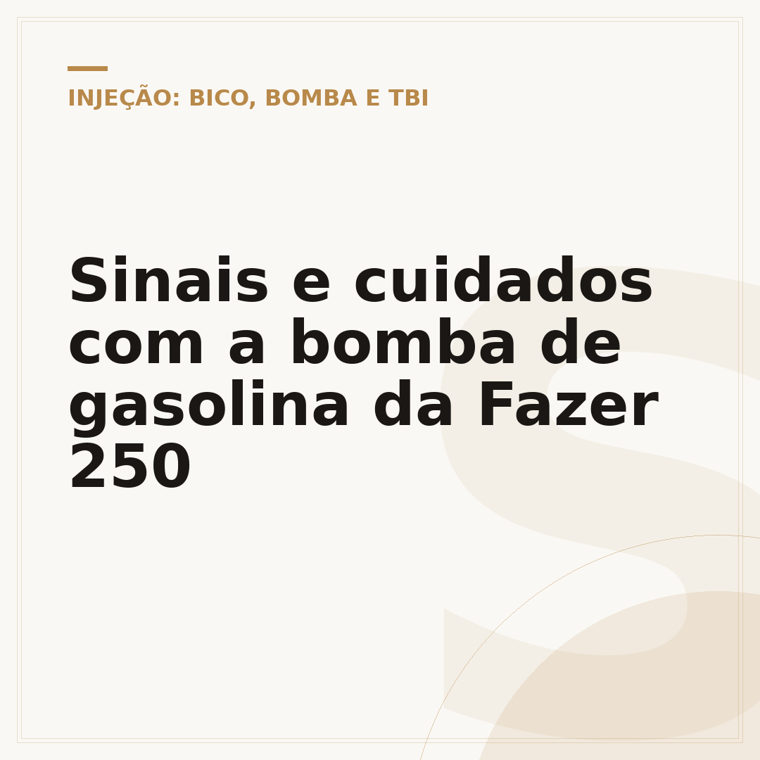 Sinais e cuidados com a bomba de gasolina da Fazer 250