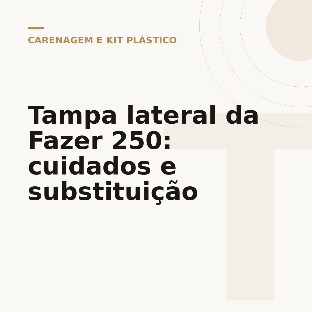 Tampa lateral da Fazer 250: cuidados e substituição