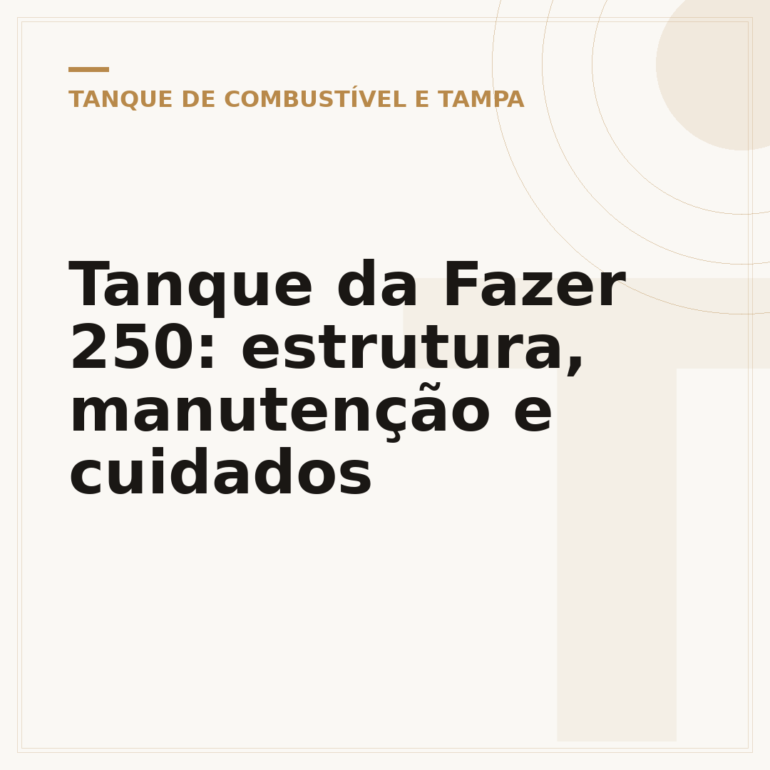 Tanque da Fazer 250: estrutura, manutenção e cuidados