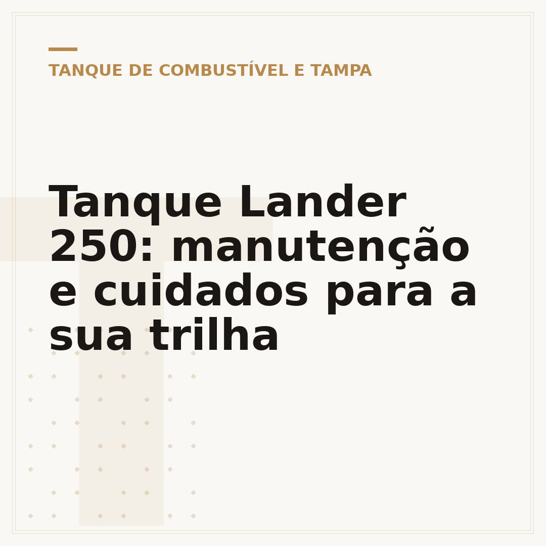 Tanque Lander 250: manutenção e cuidados para a sua trilha