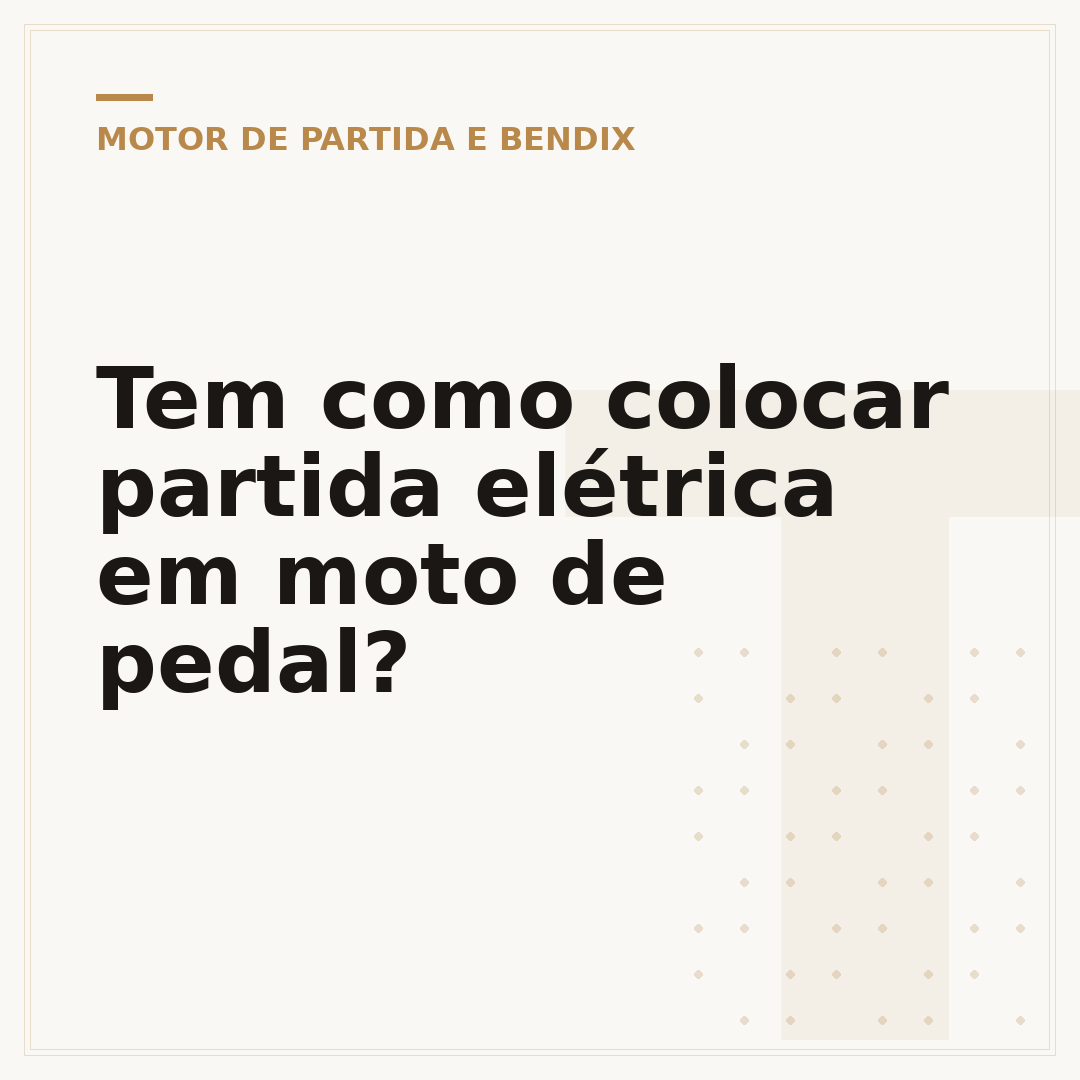 Tem como colocar partida elétrica em moto de pedal?