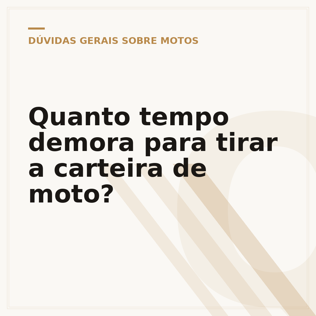 Quanto tempo demora para tirar a carteira de moto?