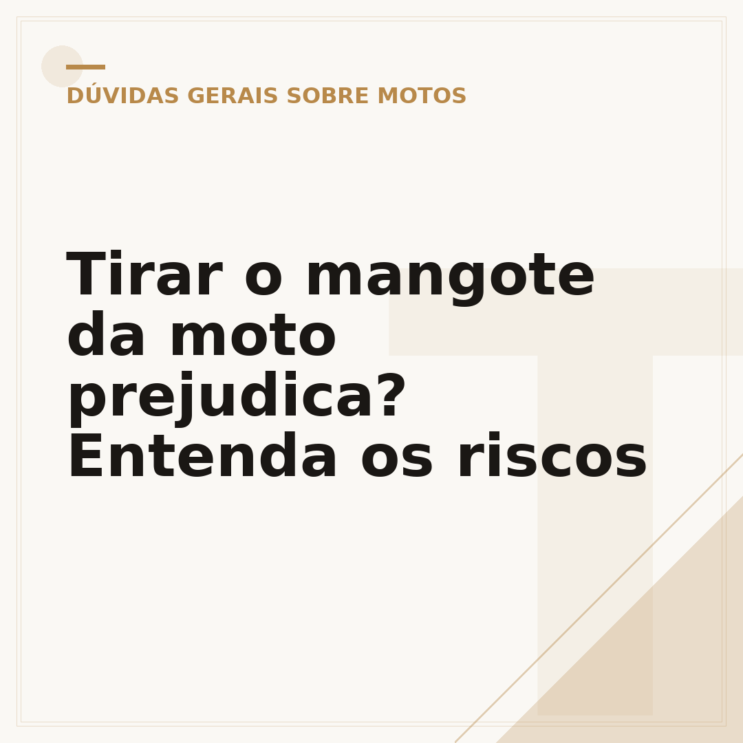 Tirar o mangote da moto prejudica? Entenda os riscos