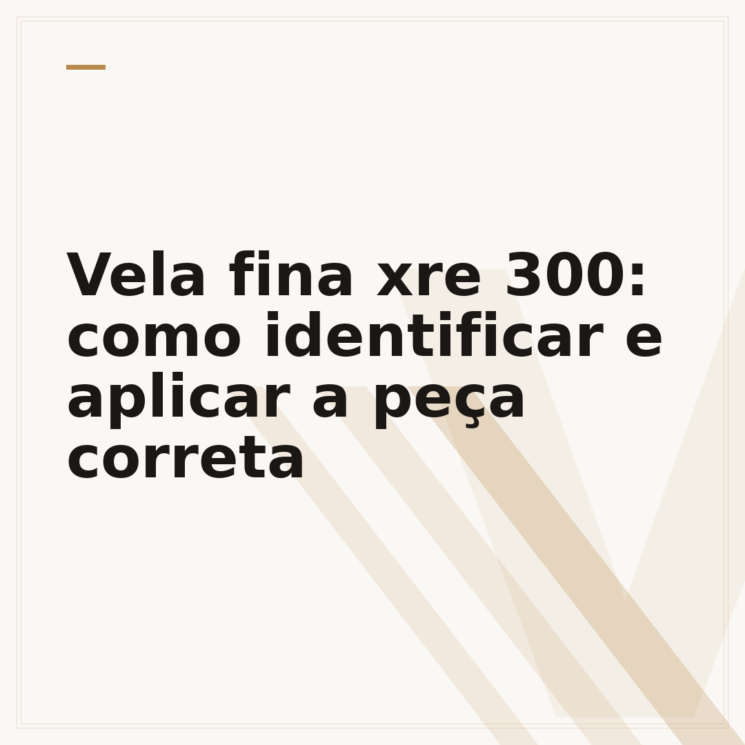 Vela fina xre 300: como identificar e aplicar a peça correta