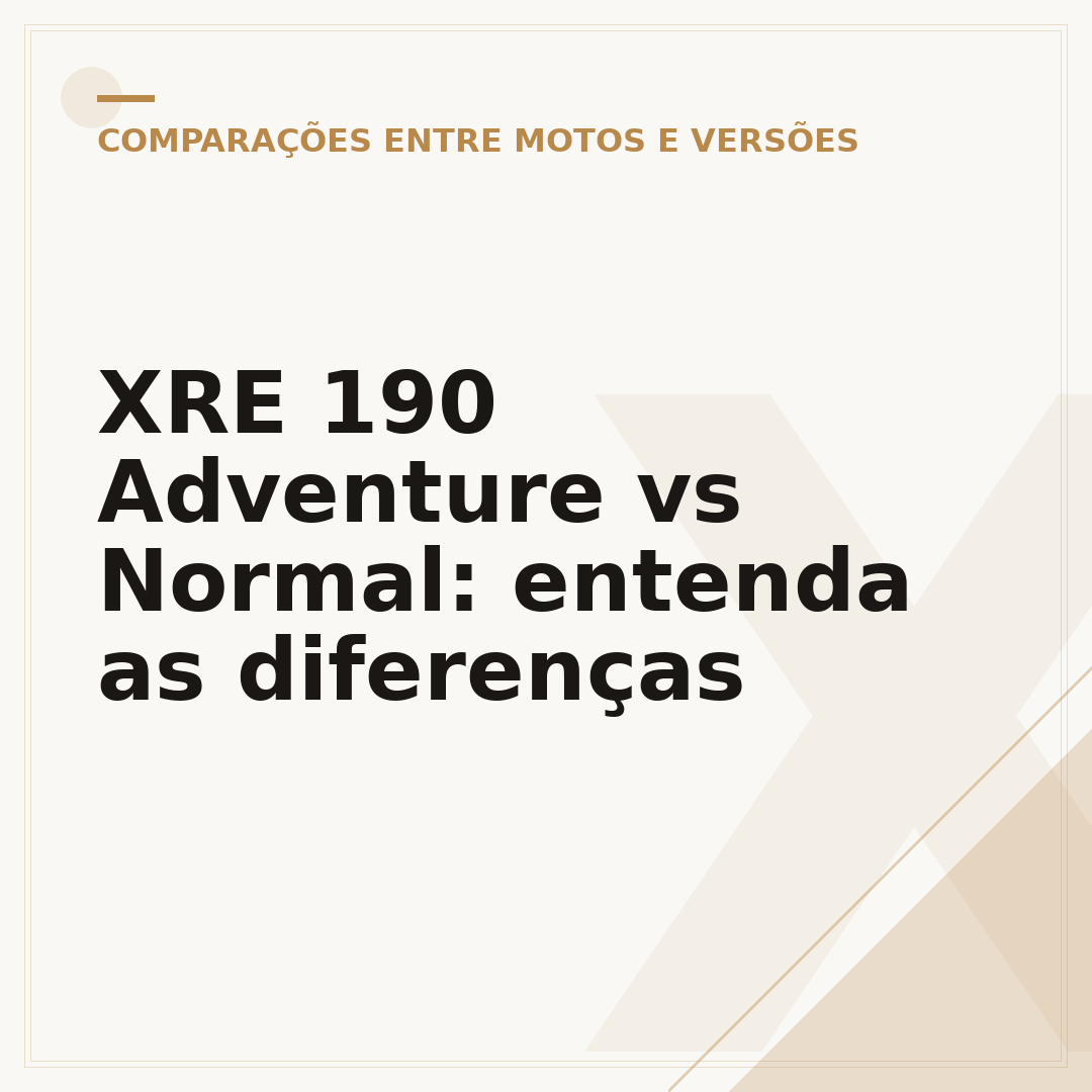 XRE 190 Adventure vs Normal: entenda as diferenças